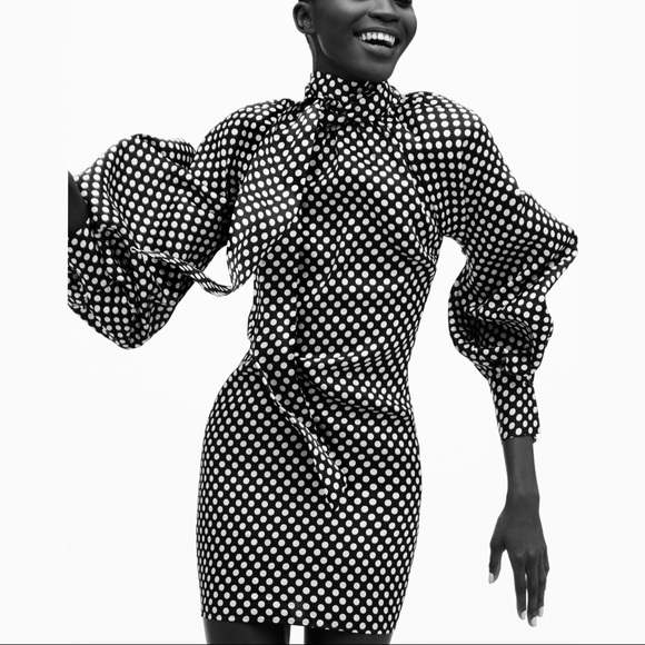 Zara Dresses & Skirts - Polka Dot Satin Dress